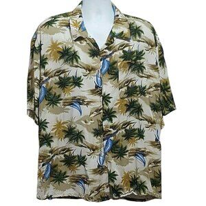 Vintage Hawaiian Pace Men's Shirt 2XL Tropical Short Sleeve Palm Trees Rayon